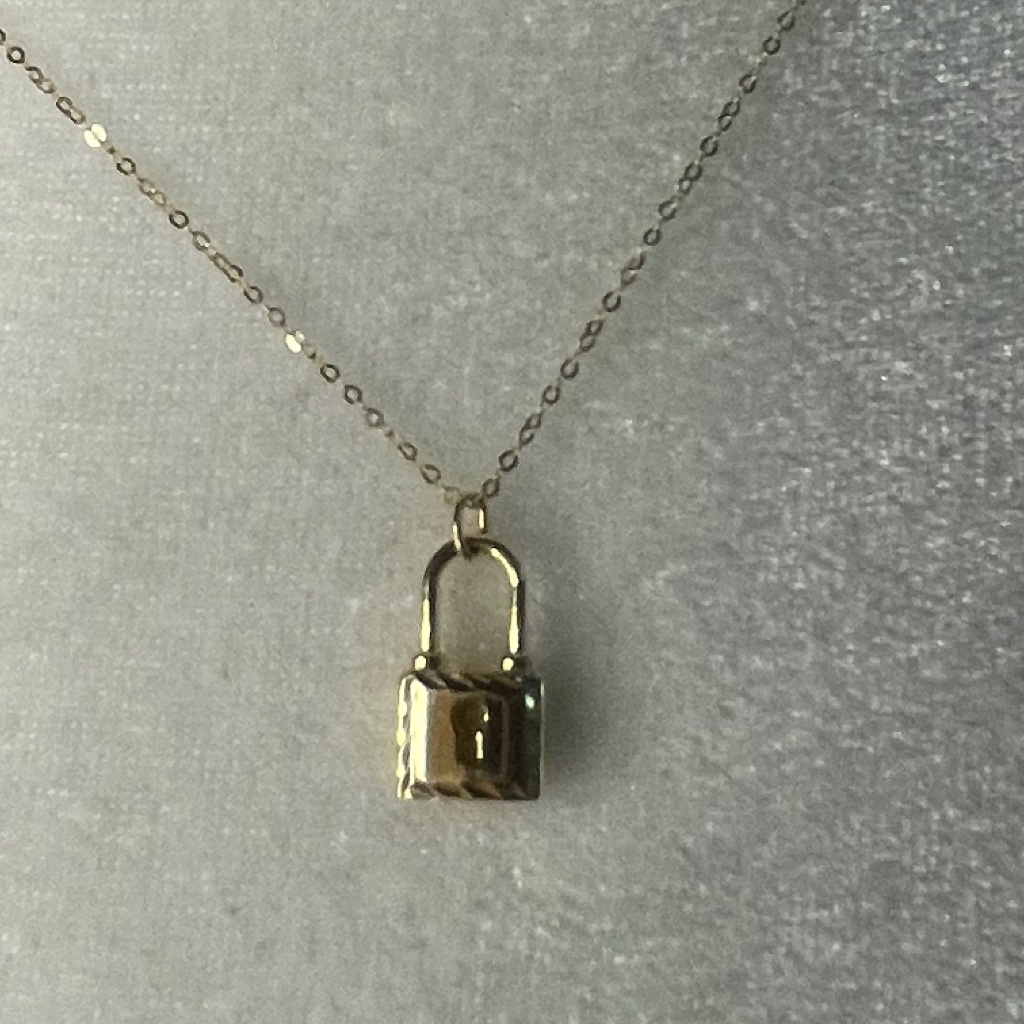 14k Yellow Gold Padlock Pendant Necklace From Golden Clef